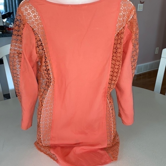 SOLITAIRE boho eyelet boho crochet tunic top orange size S - Picture 11 of 11